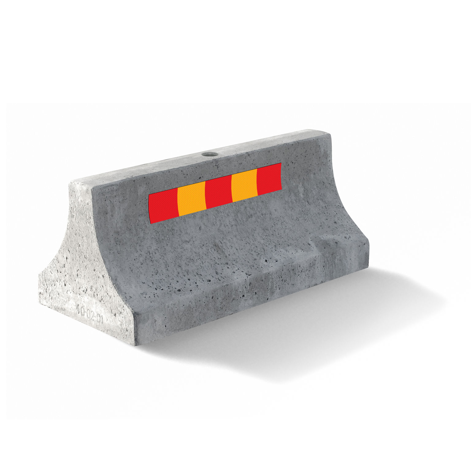 Produktbild mot vit bakgrund av trafikavstängaren Trafistop;i färgen naturgrå med stolphål och med reflex i gul/orange.