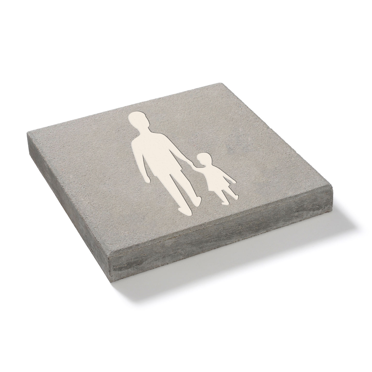 Produktbild på en naturgrå symbolplatta med ett gångtrafik-motiv.